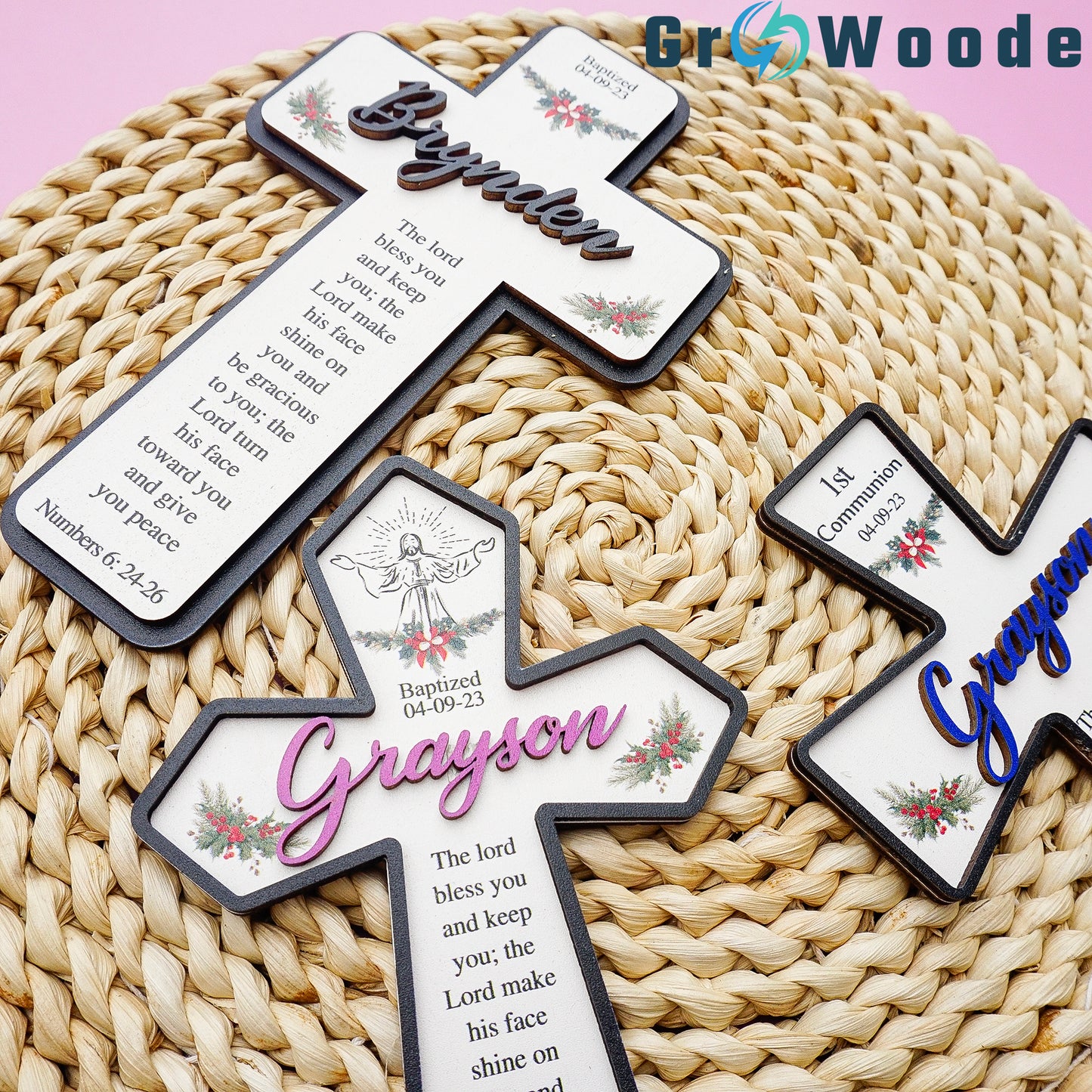 Wooden Baptism Cross, Custom Baptism Gift, Christening Gift for kids