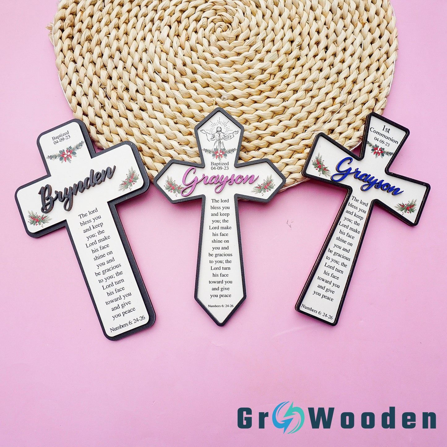 Wooden Cross Gift, Christening Cross with Baptism Date and Name, Baptism Gift