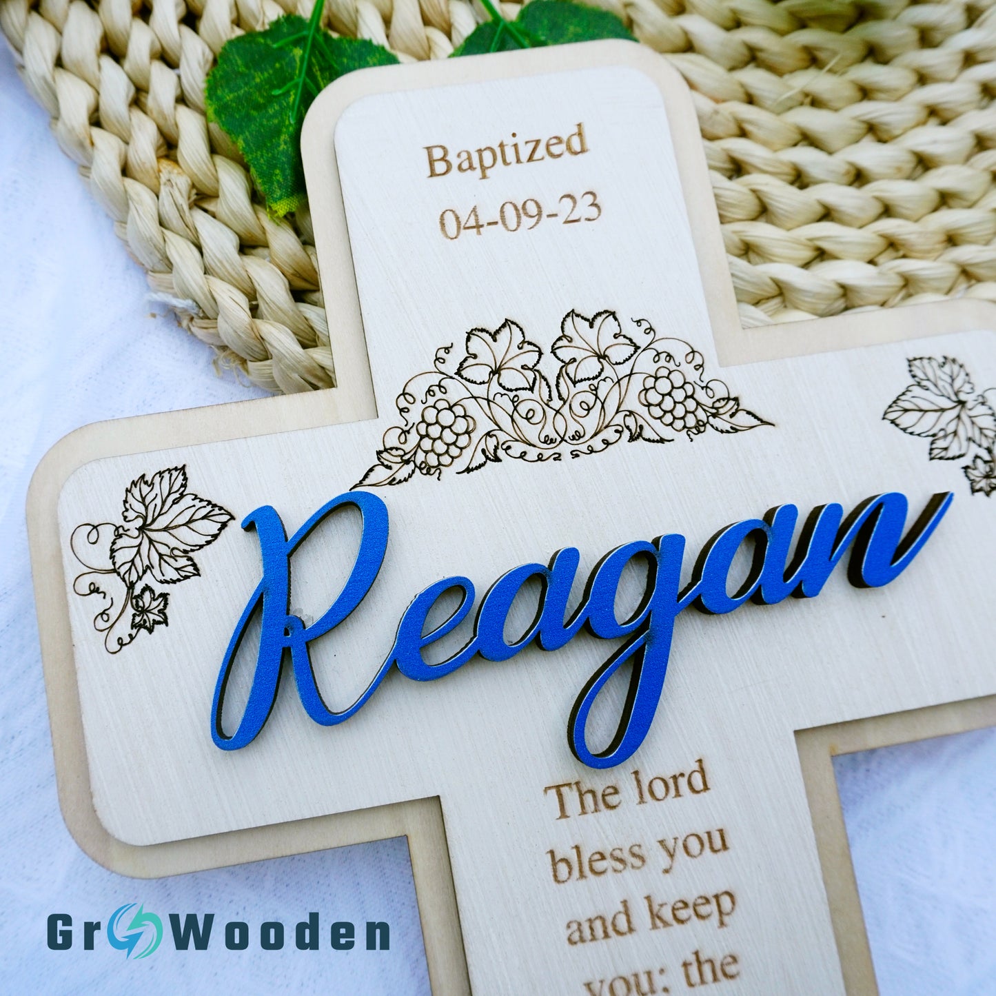 Christening Cross with Baptism Date and Name, Baptism Gift