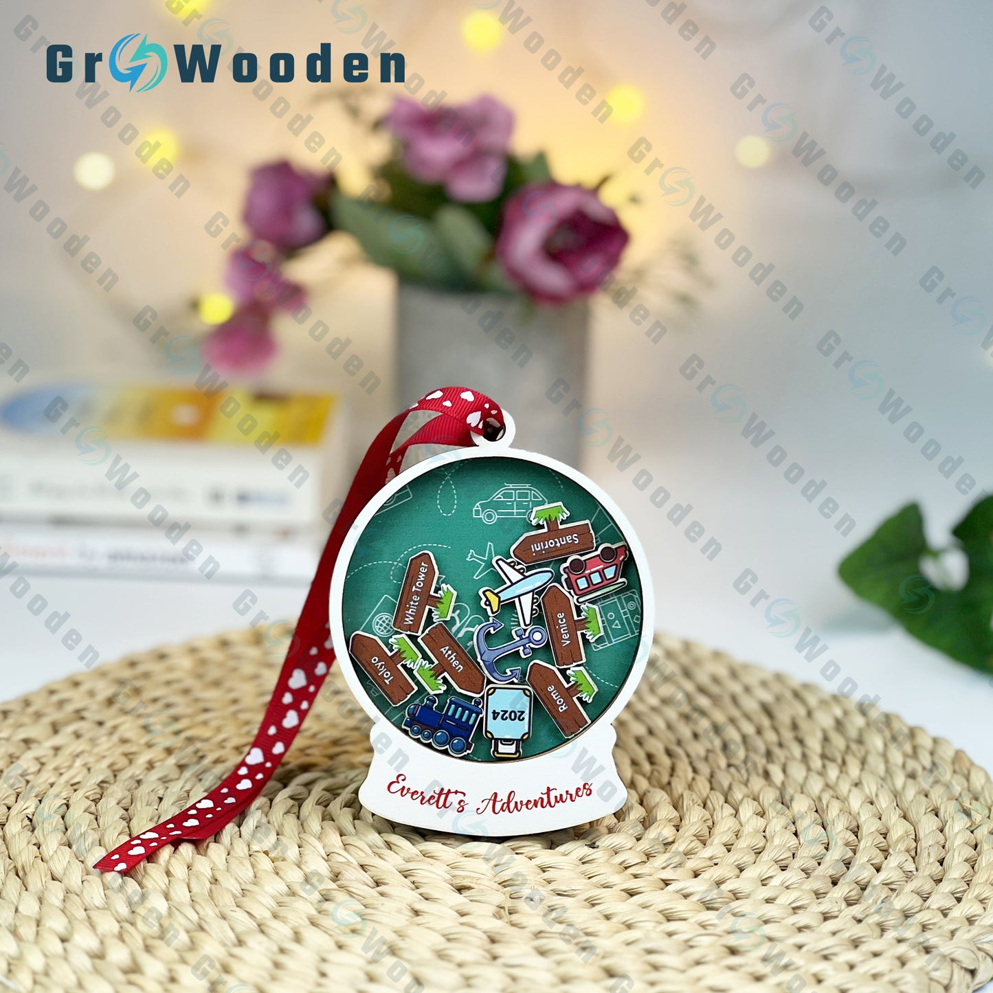 GRW35 Personalized Travel Adventures Ornament