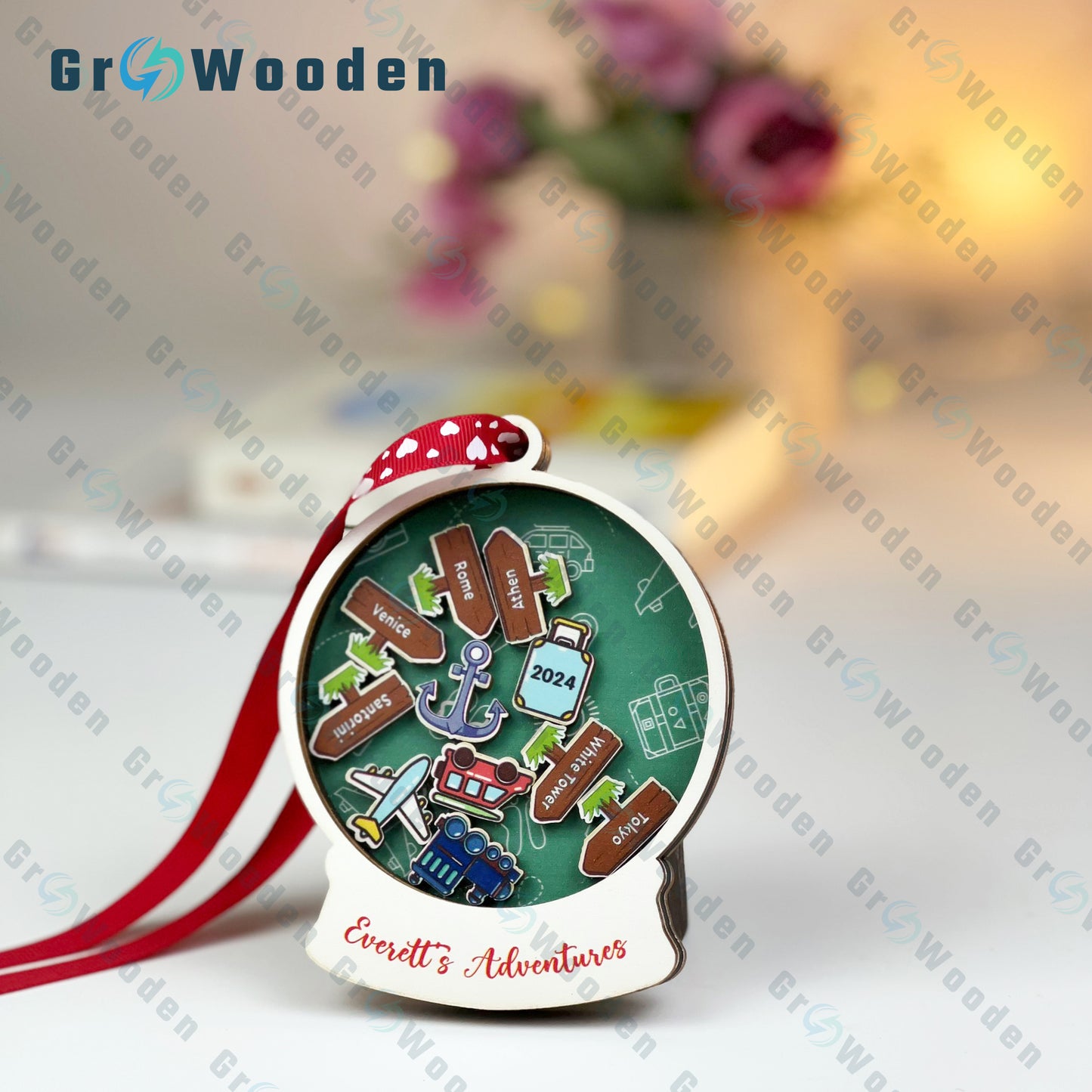 GRW35 Personalized Travel Adventures Ornament