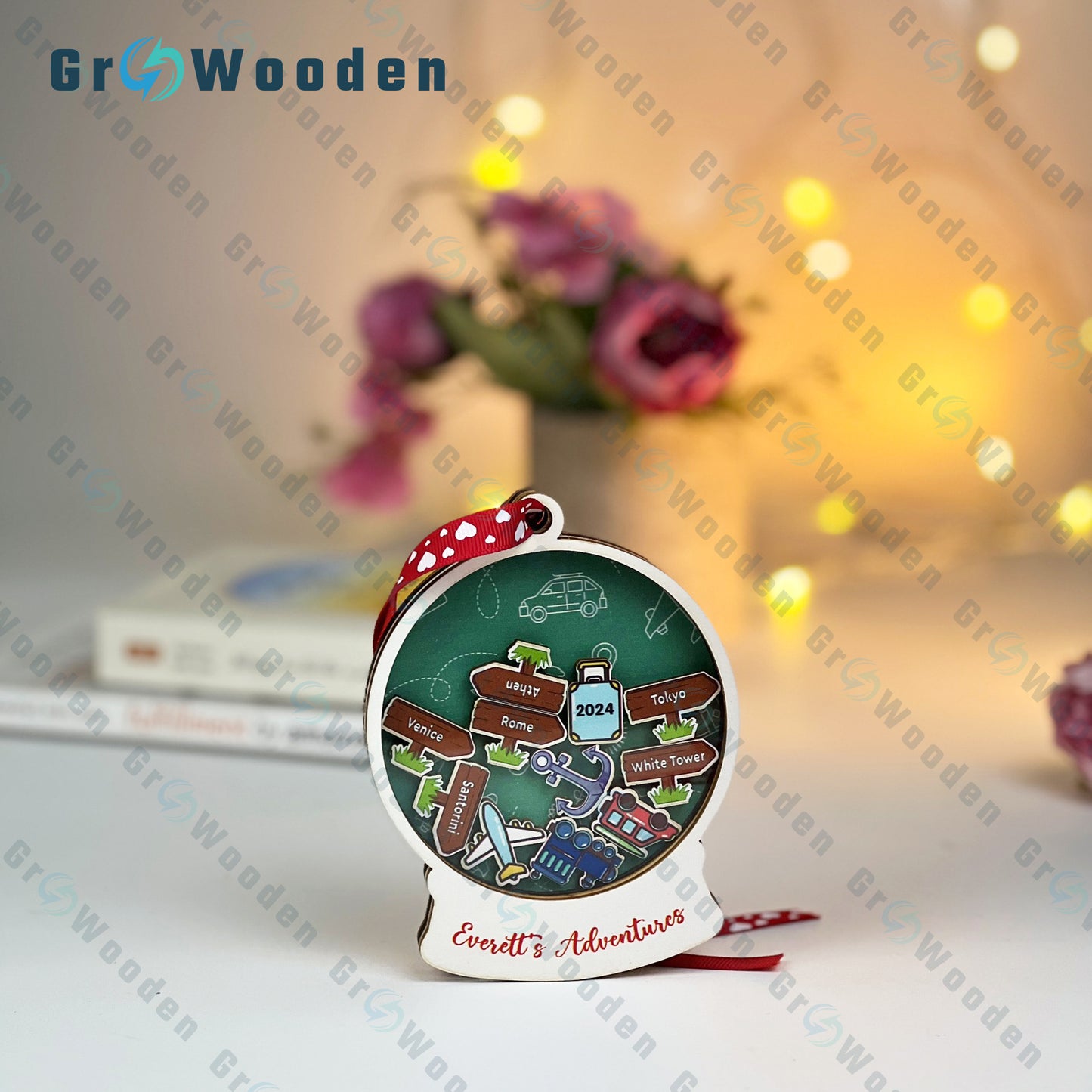 GRW35 Personalized Travel Adventures Ornament