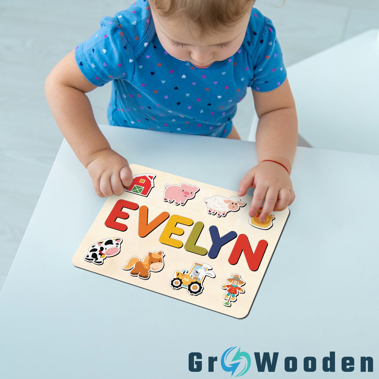 GRW-PZ60 Personalized Wooden Name Puzzle Gift for Baby