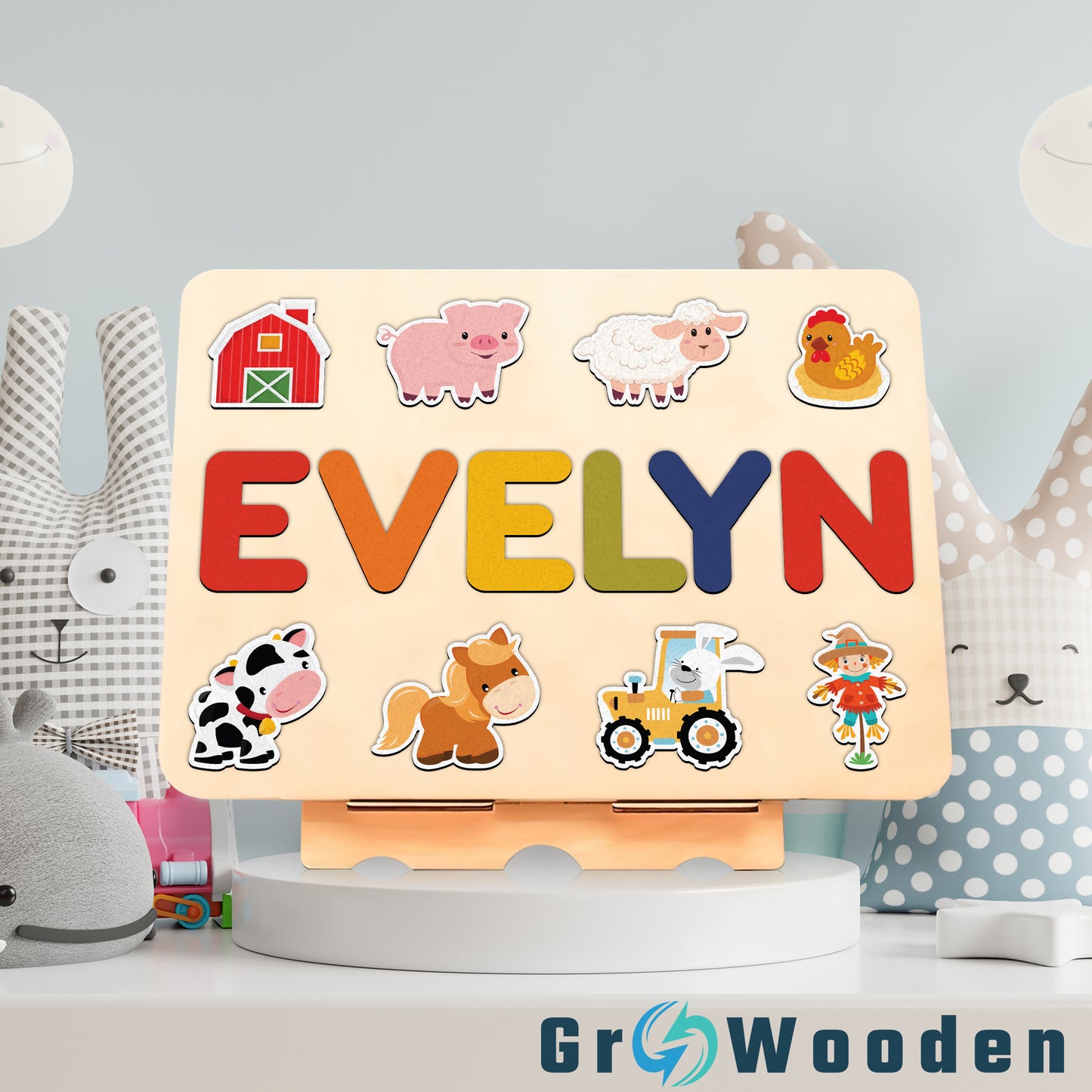 GRW-PZ60 Personalized Wooden Name Puzzle Gift for Baby