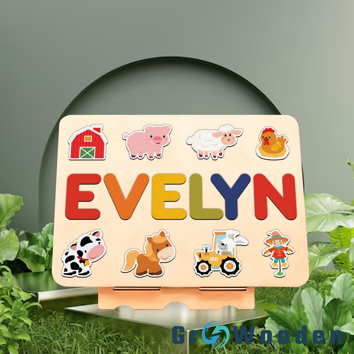 GRW-PZ60 Personalized Wooden Name Puzzle Gift for Baby