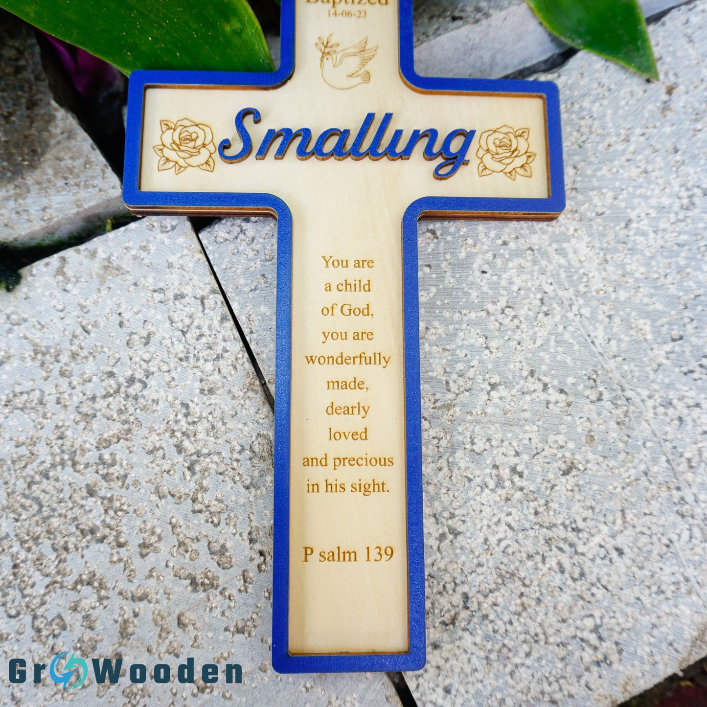 Christening Cross with Baptism, Wooden Baptism Cross