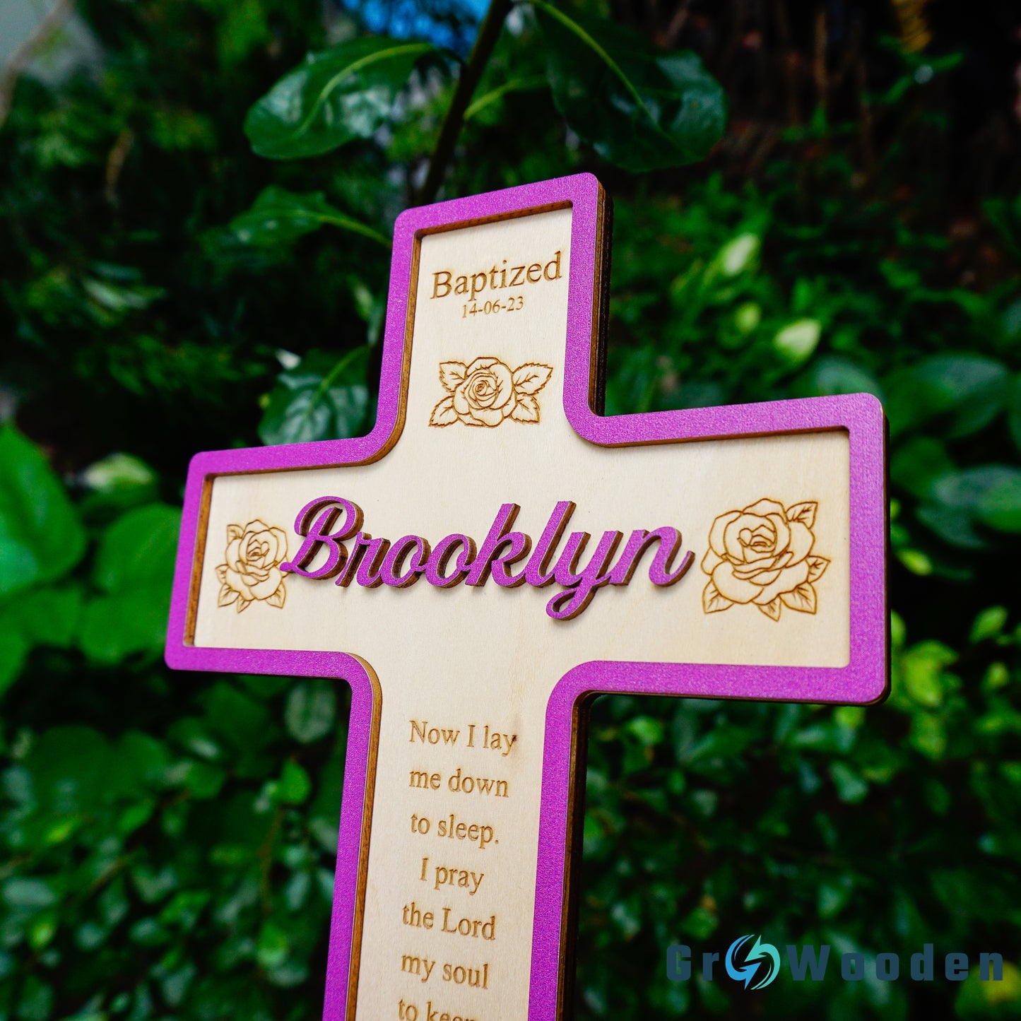 Baptism Gifts, Christening Cross with Baptism, Wooden Baptism Cross