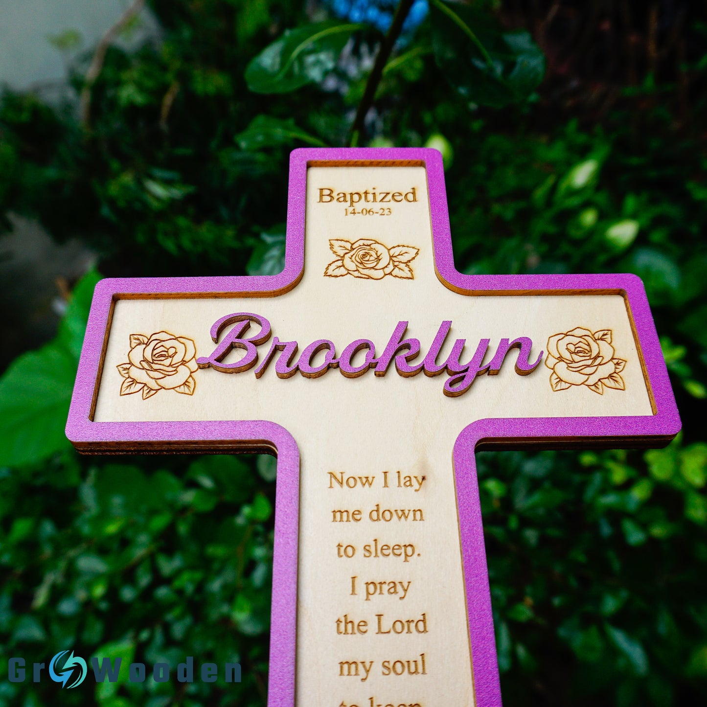 Baptism Gifts, Christening Cross with Baptism, Wooden Baptism Cross