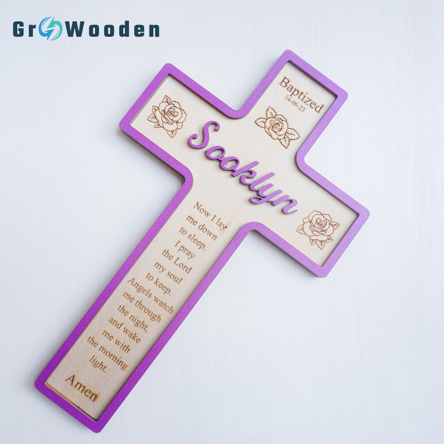 Baptism Gifts, Christening Cross with Baptism, Wooden Baptism Cross