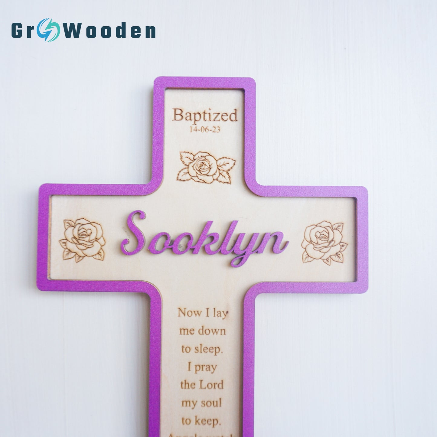 Baptism Gifts, Christening Cross with Baptism, Wooden Baptism Cross