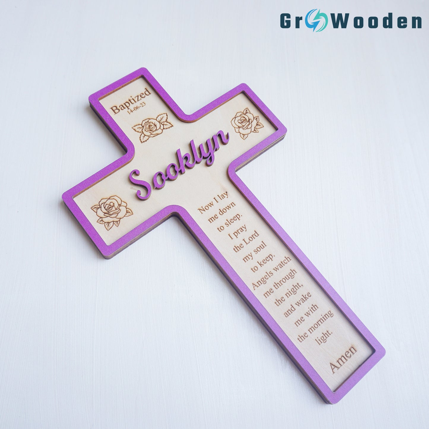 Baptism Gifts, Christening Cross with Baptism, Wooden Baptism Cross