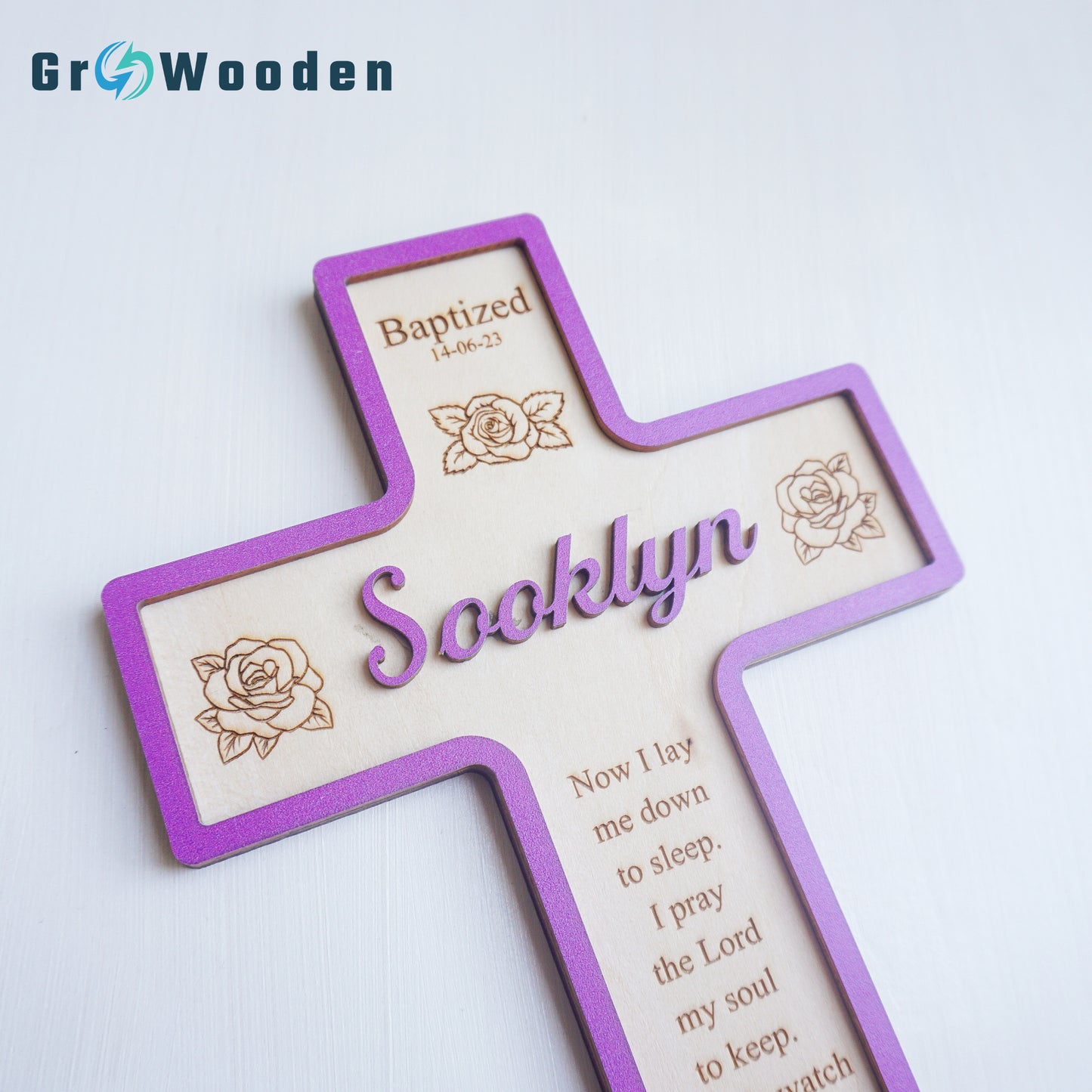 Baptism Gifts, Christening Cross with Baptism, Wooden Baptism Cross