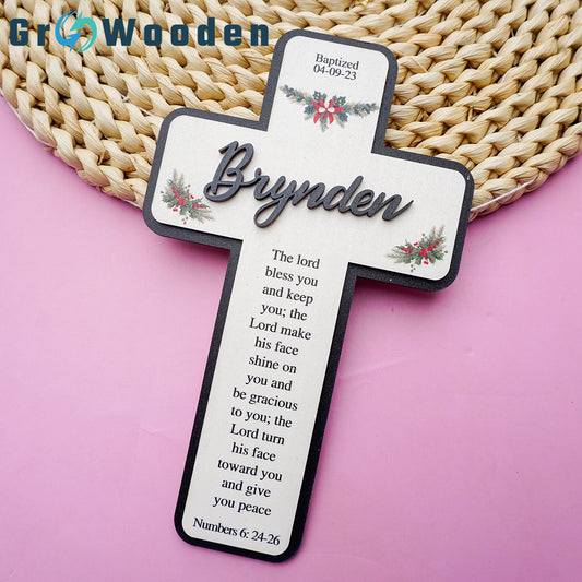 Wooden Baptism Cross, Custom Baptism Gift, Christening Gift for kids