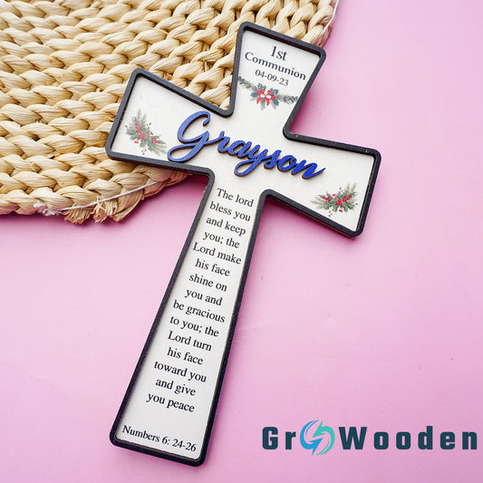 Personalized Cross, Gift For Communion, Personalized Baptism Cross, Christening Gift for Baby