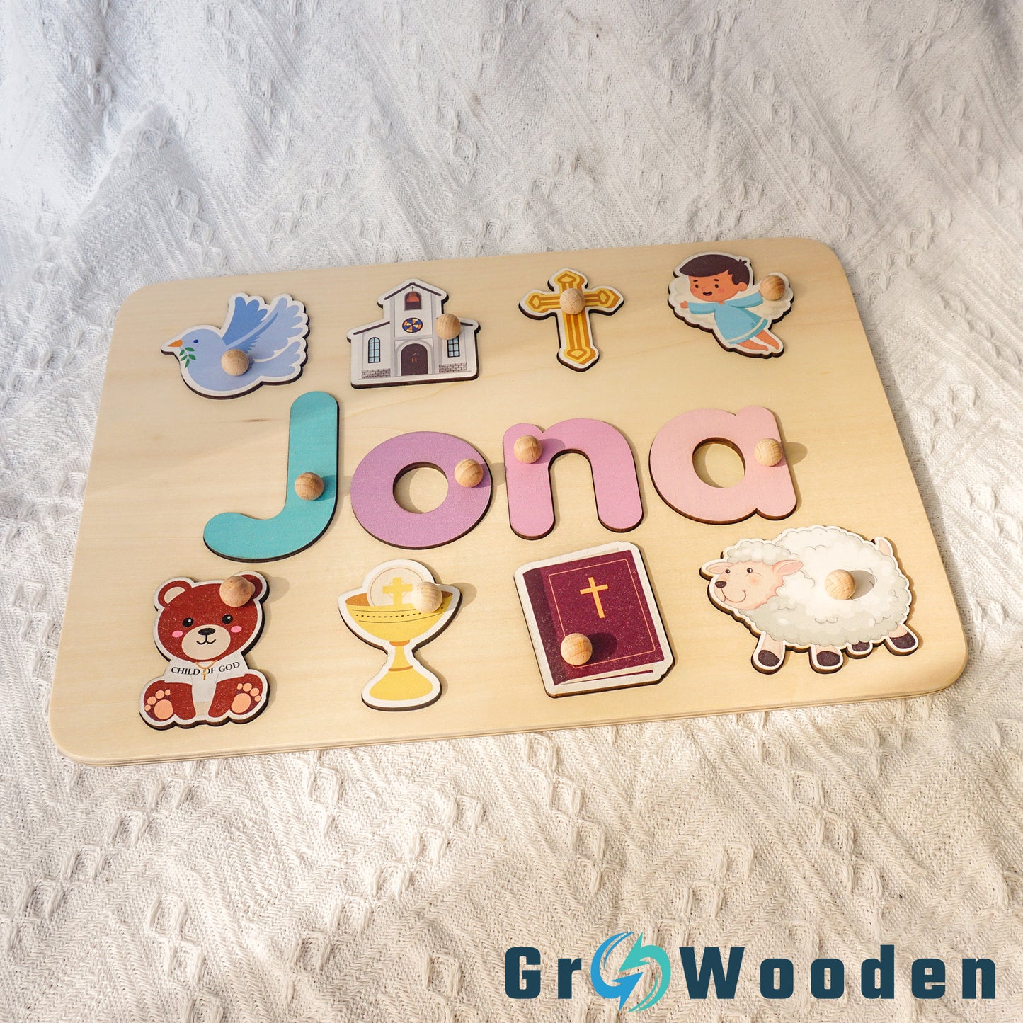 GRW-PZ61 Personalized Wooden Name Puzzle Gift for Baby