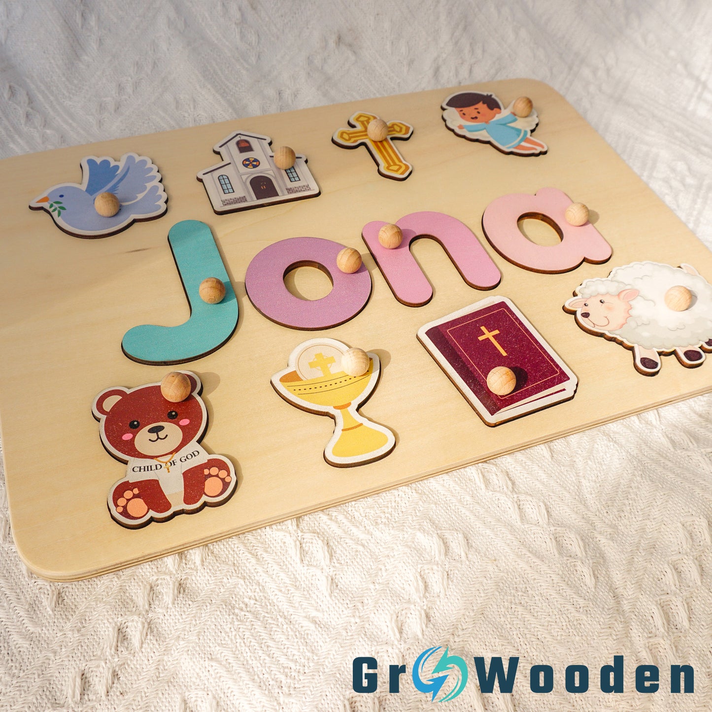 GRW-PZ61 Personalized Wooden Name Puzzle Gift for Baby