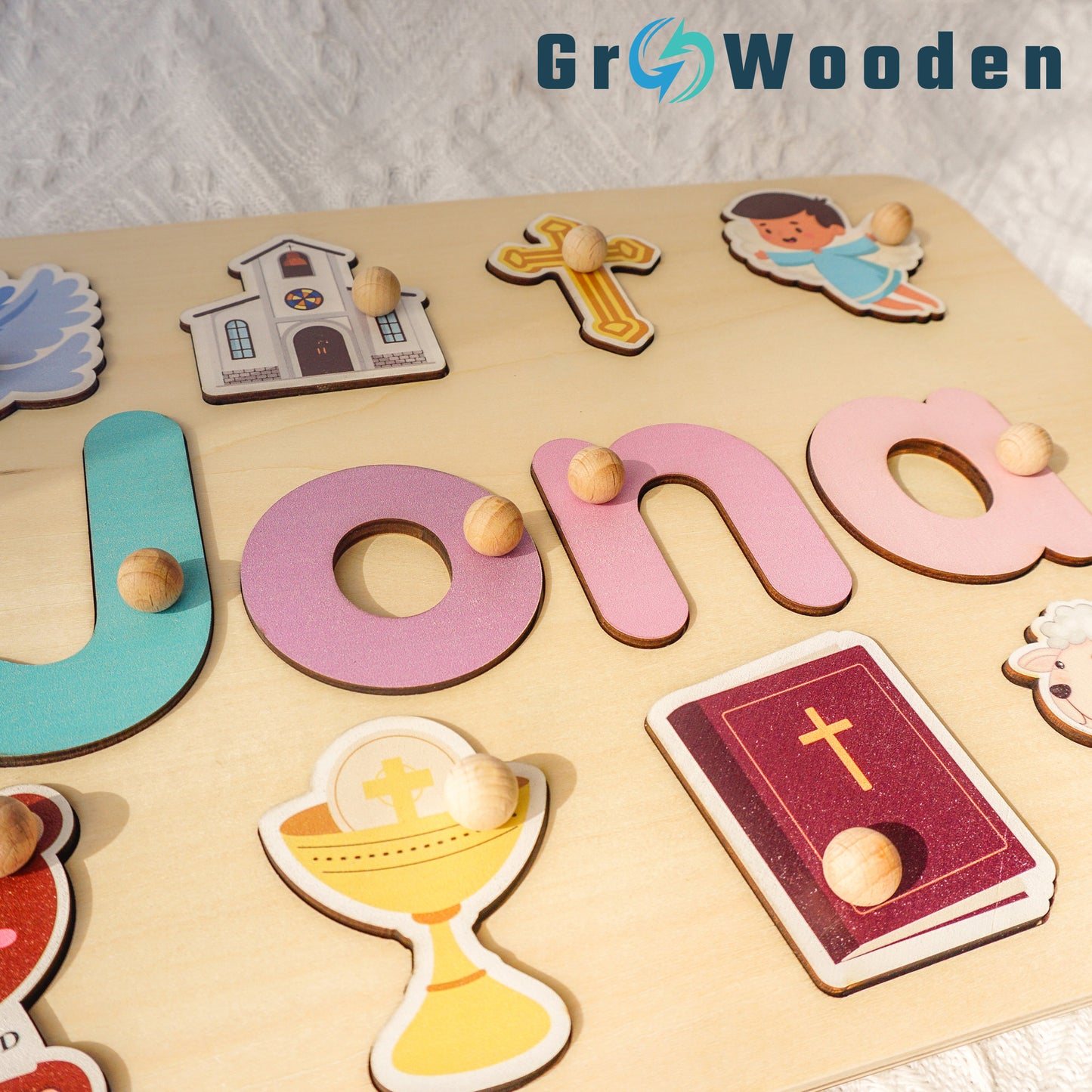 GRW-PZ61 Personalized Wooden Name Puzzle Gift for Baby