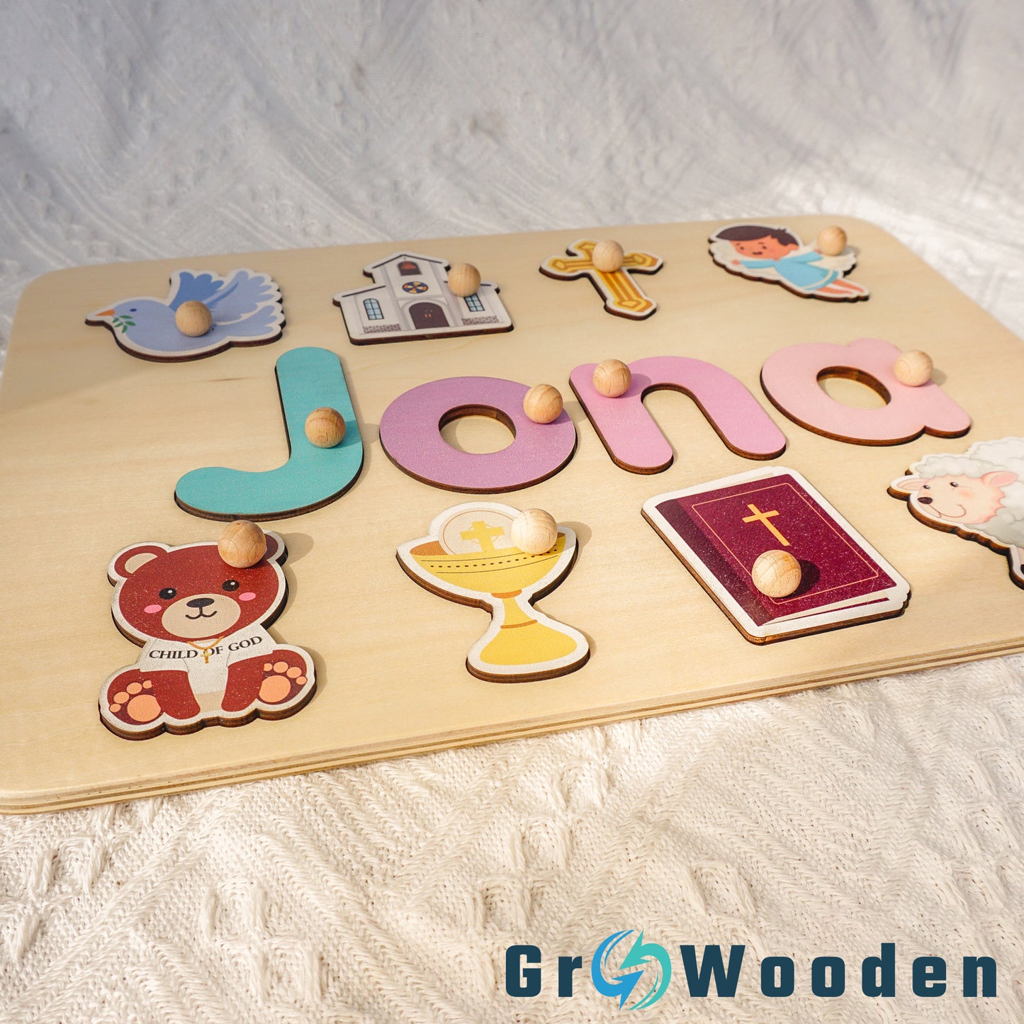 GRW-PZ61 Personalized Wooden Name Puzzle Gift for Baby