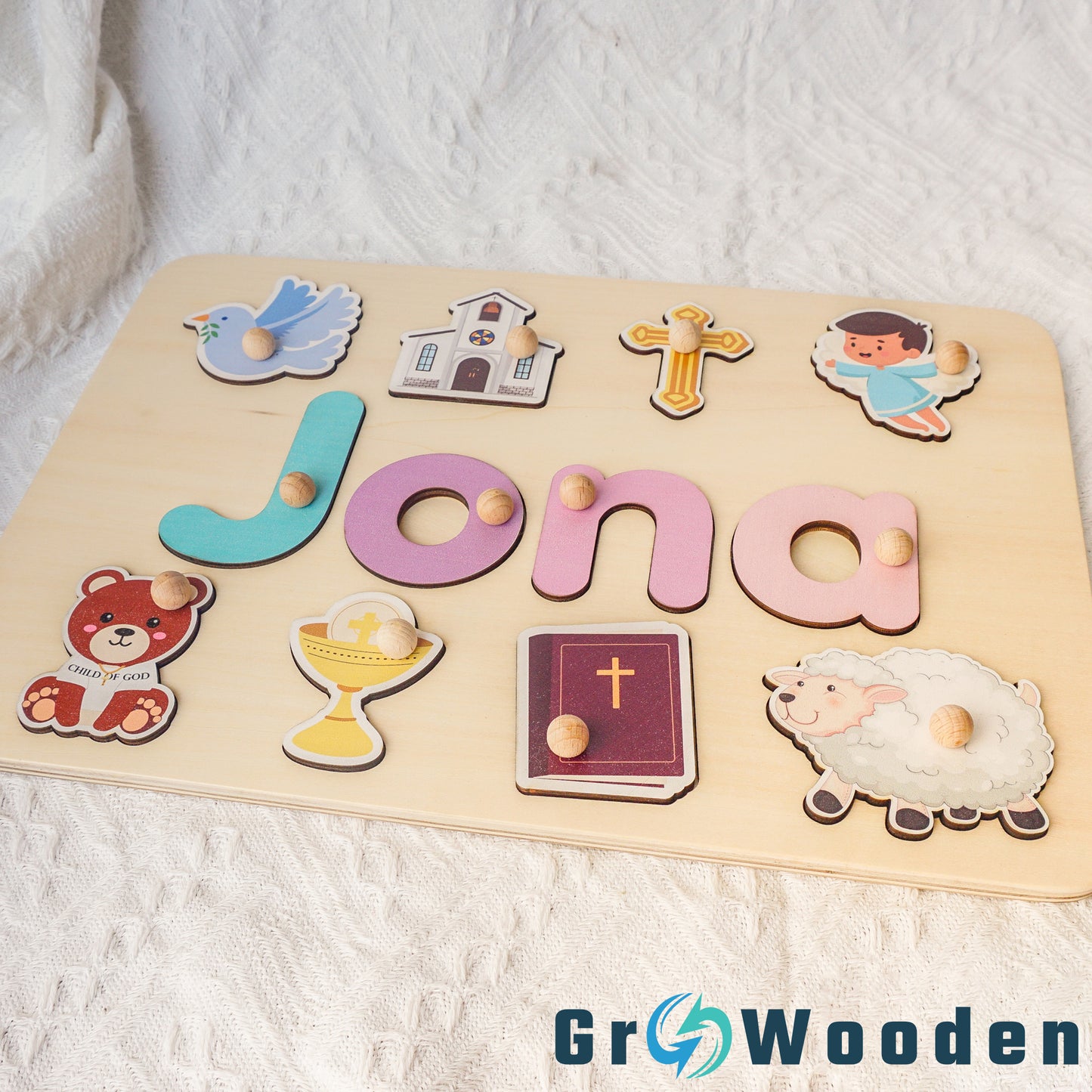 GRW-PZ61 Personalized Wooden Name Puzzle Gift for Baby