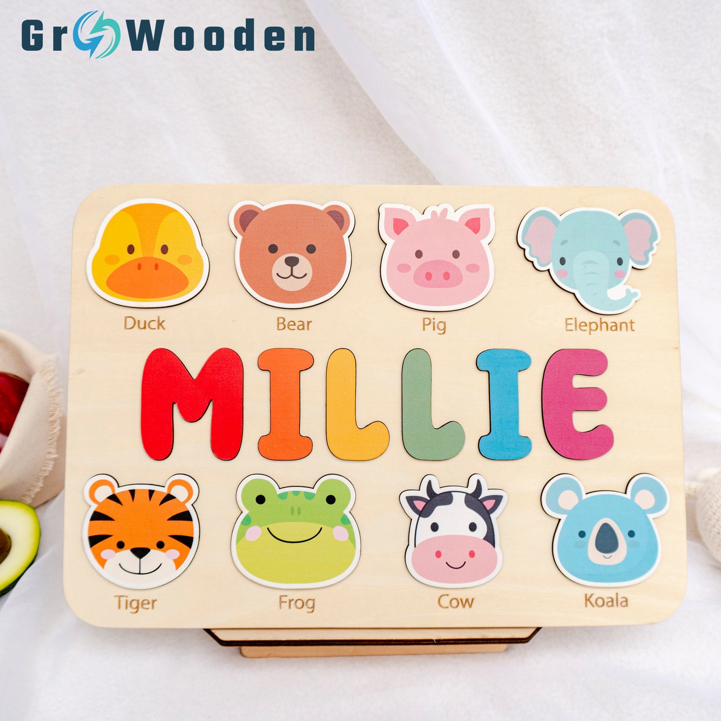 GRW-PZ53 Personalized Wooden Name Puzzle Gift for Baby