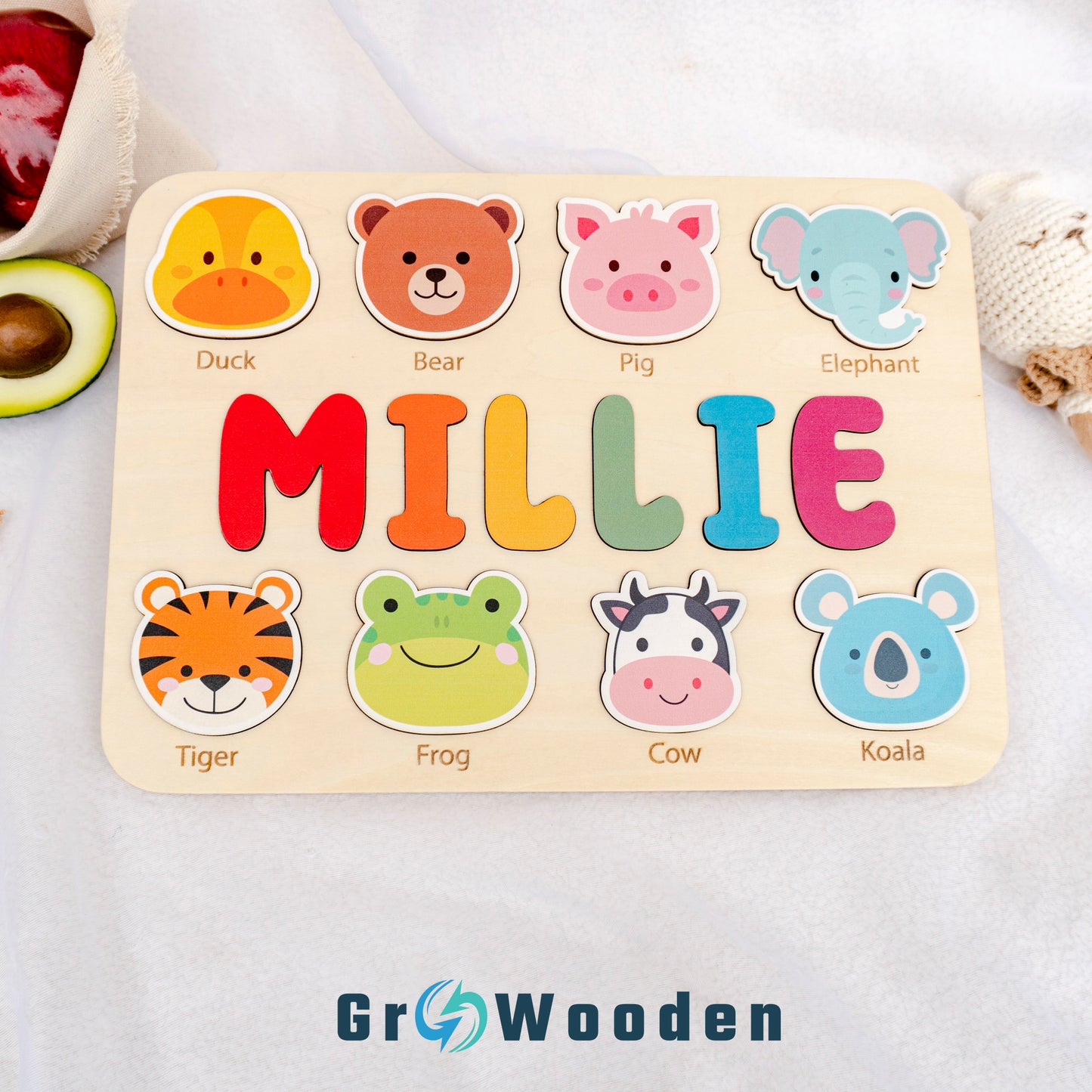 GRW-PZ53 Personalized Wooden Name Puzzle Gift for Baby