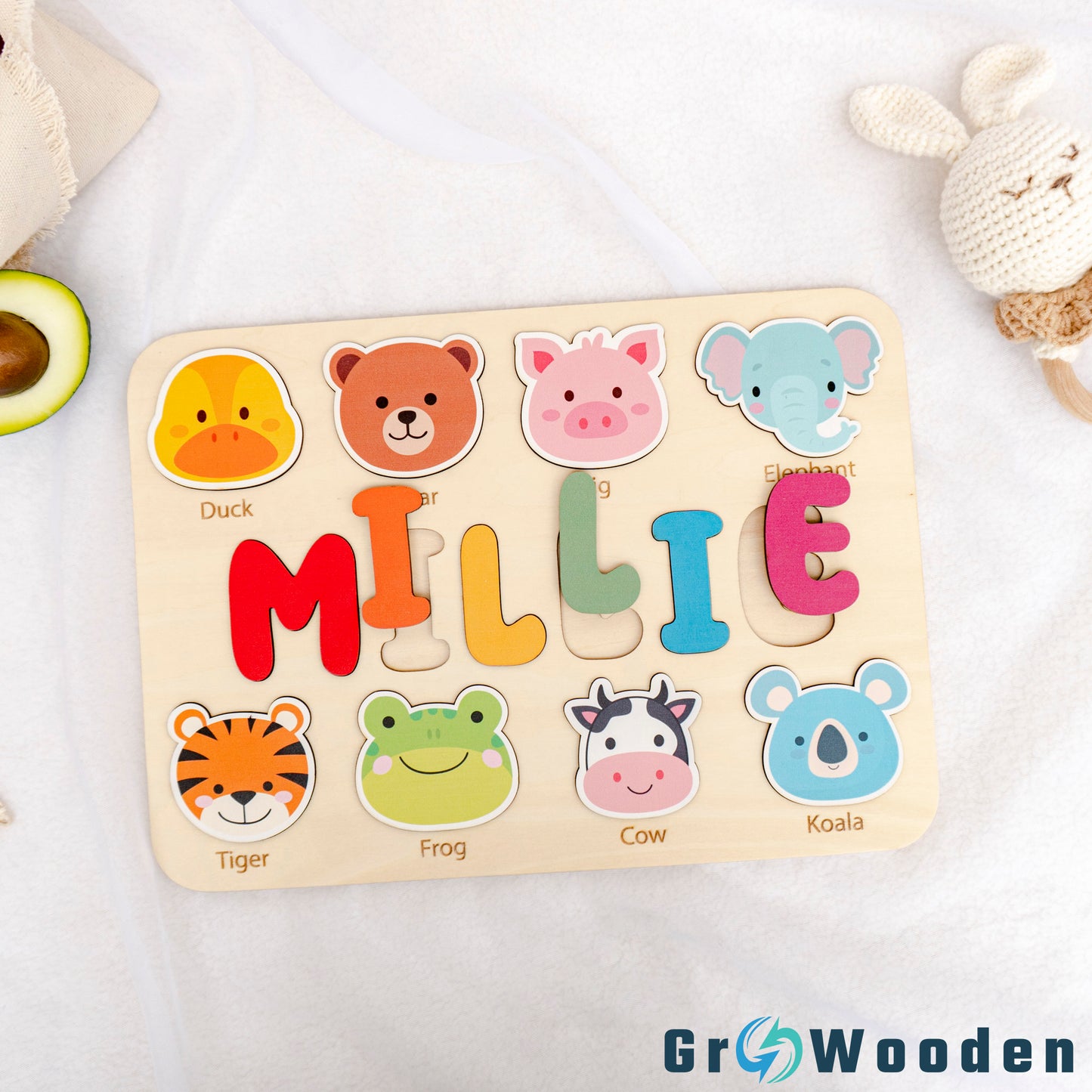 GRW-PZ53 Personalized Wooden Name Puzzle Gift for Baby