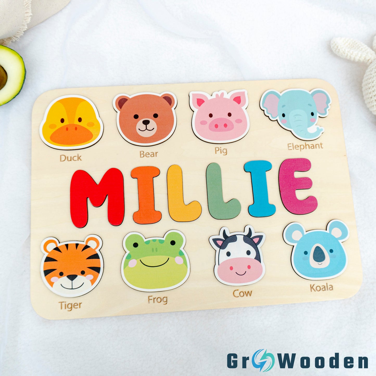 GRW-PZ53 Personalized Wooden Name Puzzle Gift for Baby