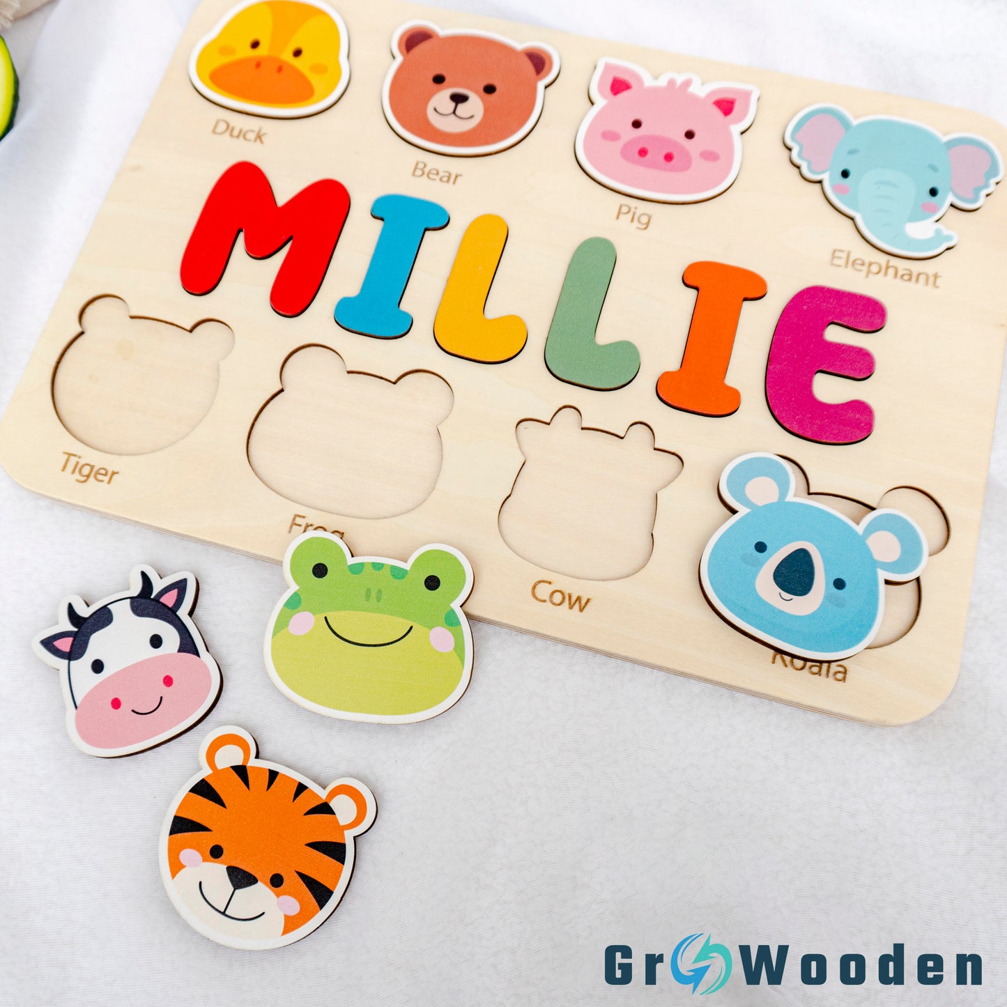 GRW-PZ53 Personalized Wooden Name Puzzle Gift for Baby