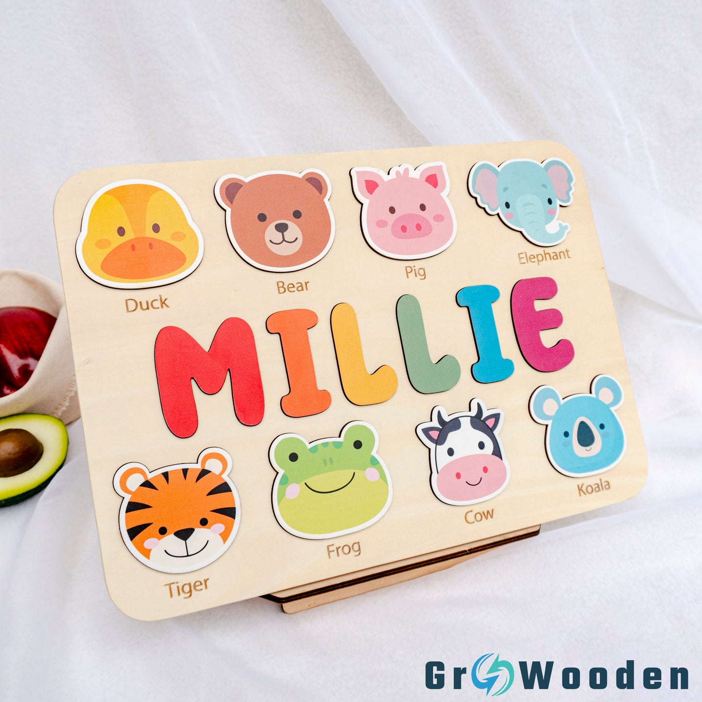 GRW-PZ53 Personalized Wooden Name Puzzle Gift for Baby