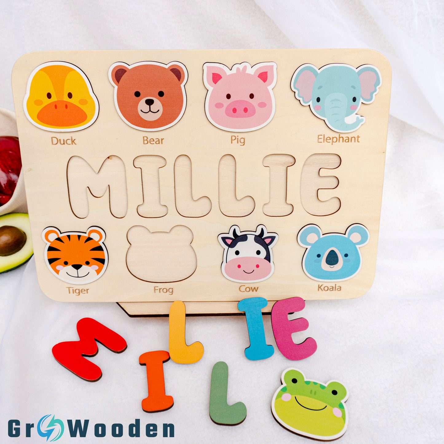 GRW-PZ53 Personalized Wooden Name Puzzle Gift for Baby