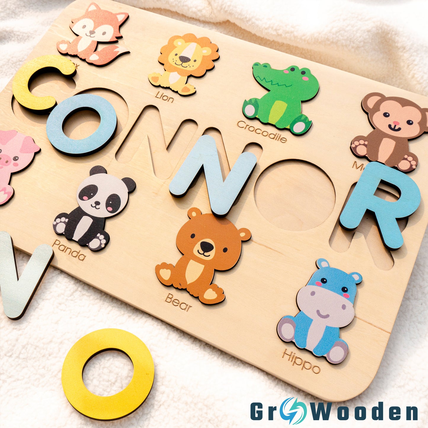 GRW-PZ52 Personalized Wooden Name Puzzle Gift for Baby