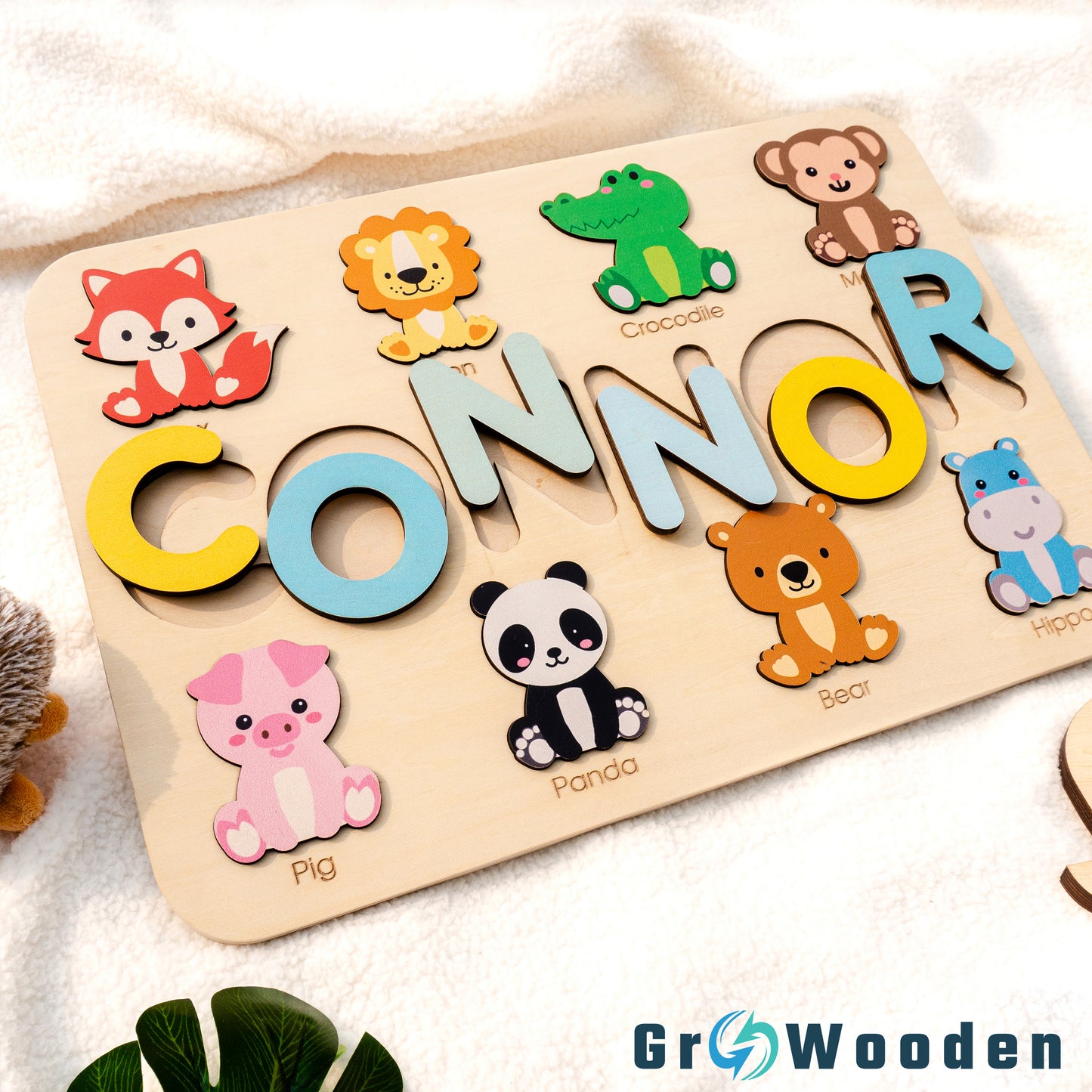 GRW-PZ52 Personalized Wooden Name Puzzle Gift for Baby