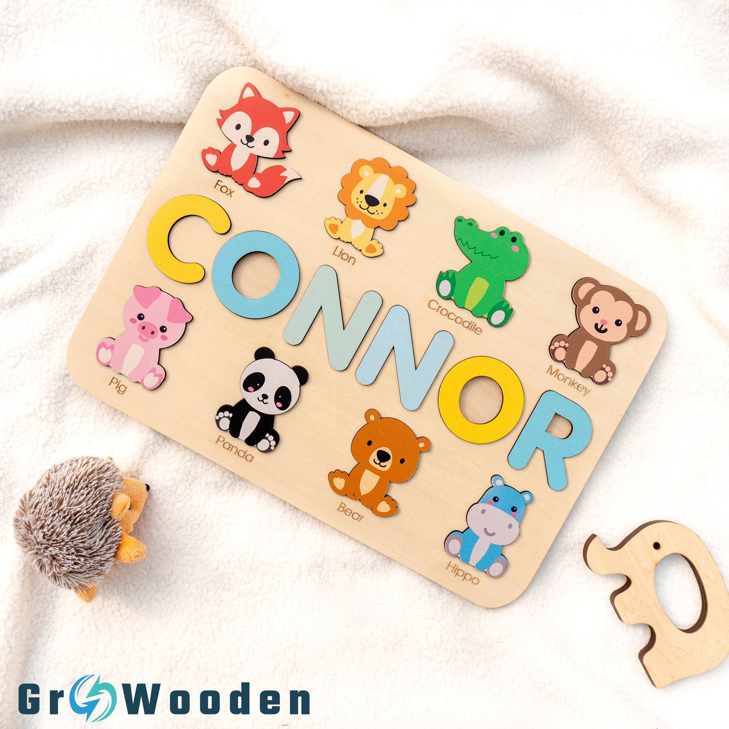 GRW-PZ52 Personalized Wooden Name Puzzle Gift for Baby