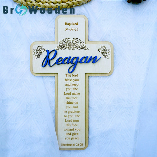 Christening Cross with Baptism Date and Name, Baptism Gift