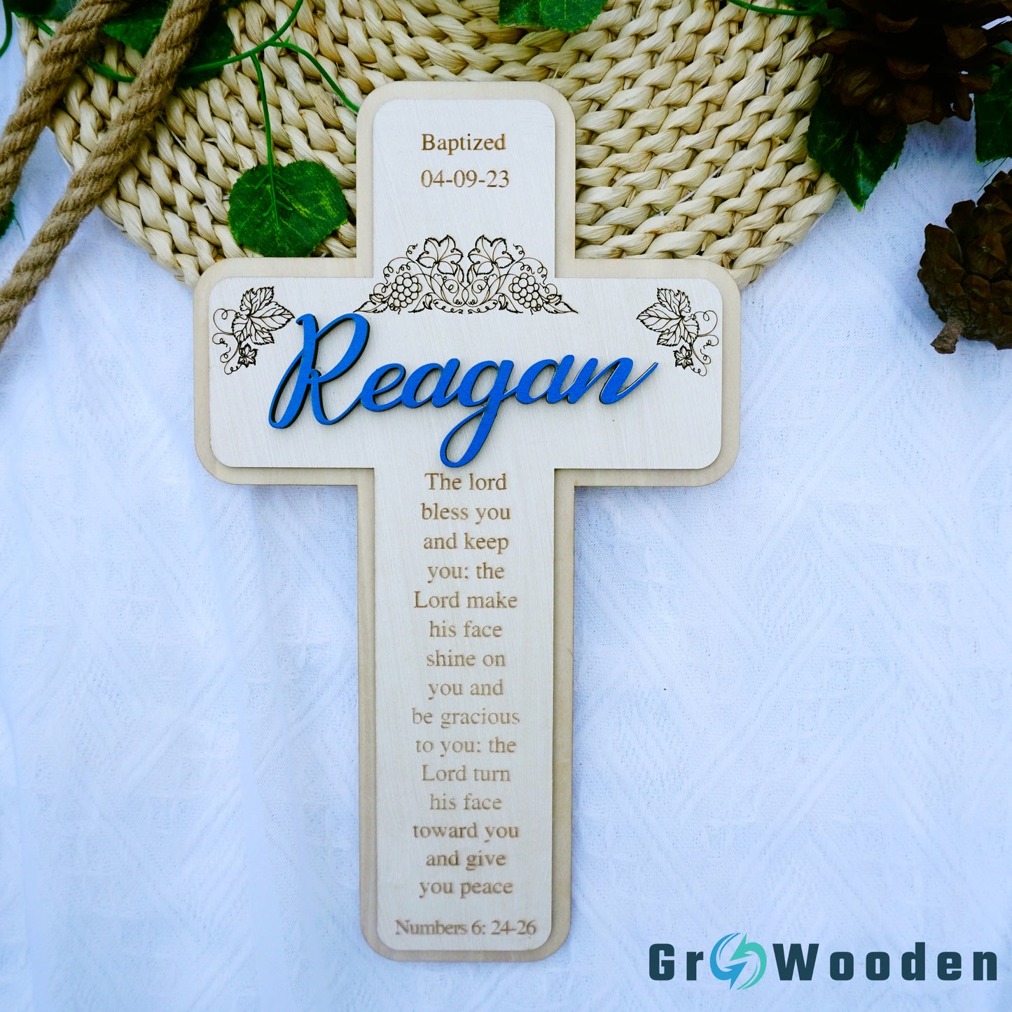 Christening Cross with Baptism Date and Name, Baptism Gift